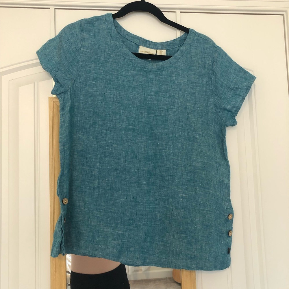 Cynthia Rowley 100% Linen Tee Shirt Top